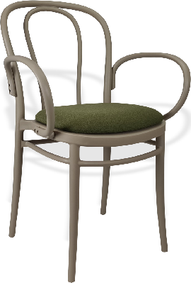 siesta victor xl chair - taupe with olive green fabric cushion 