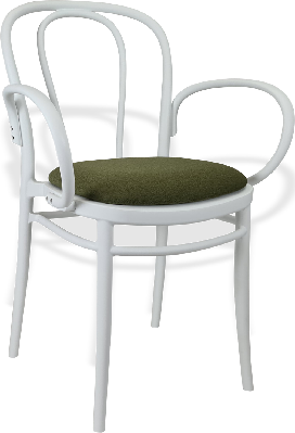 siesta victor xl chair - white with olive green fabric cushion 