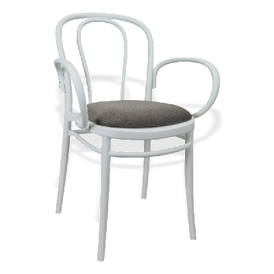 siesta victor xl chair - white with taupe fabric cushion 