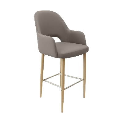 bourbon 750mm barstool - taupe with oak round legs 