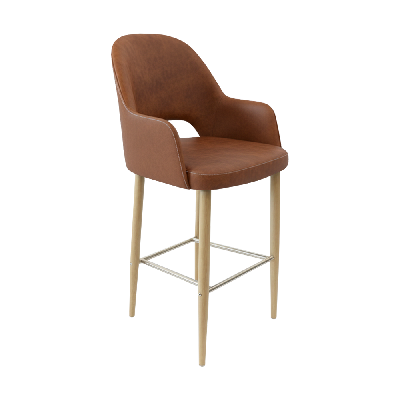 bourbon 750mm barstool - tan with oak round legs 