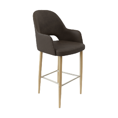 bourbon 750mm barstool - charcoal fabric with oak round legs 