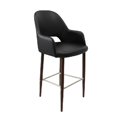 bourbon 750mm barstool - black vinyl with wenge round legs 