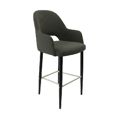 bourbon 750mm barstool - anthracite fabric with black round legs 