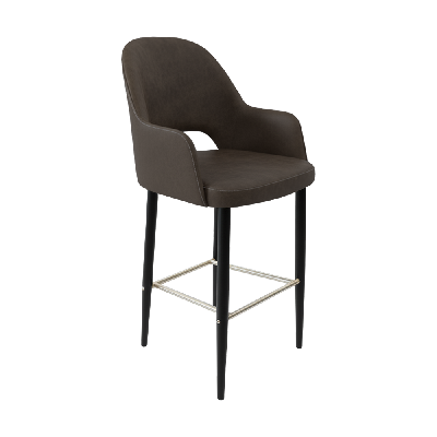 bourbon 750mm barstool - charcoal fabric with black round legs 