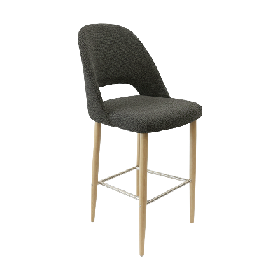 crescent 750mm barstool - anthracite fabric with oak round legs 