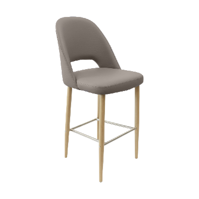 crescent 750mm barstool - taupe with oak round legs 