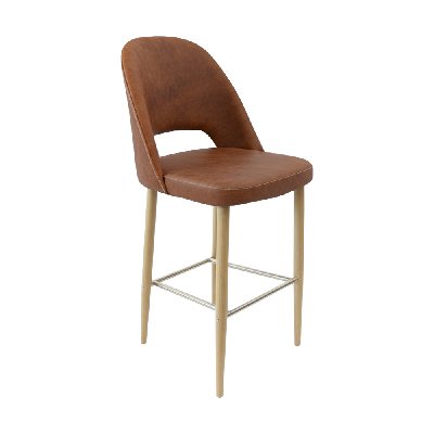 crescent 750mm barstool - tan with oak round legs 