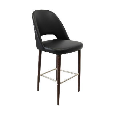 crescent 750mm barstool - black vinyl with wenge round legs 
