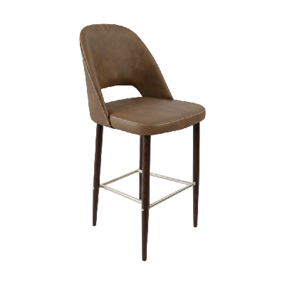 crescent 750mm barstool - mocha fabric with wenge round legs 
