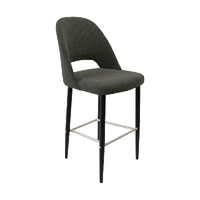 crescent 750mm barstool - anthracite fabric with black round legs 