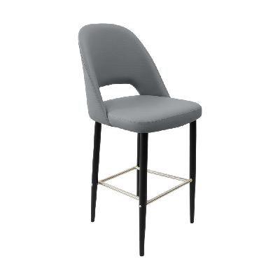 crescent 750mm barstool - taupe with black round legs 