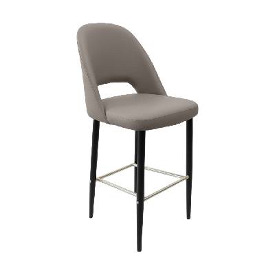 crescent 750mm barstool - taupe with black round legs 