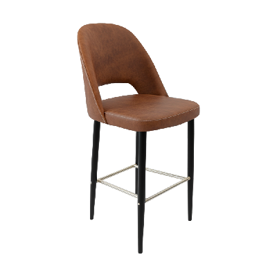 crescent 750mm barstool - tan with black round legs 