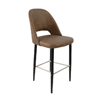 crescent 750mm barstool - mocha fabric with black round legs 