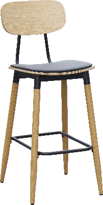 durafurn austin barstool - black pu vinyl seat + natural backrest 