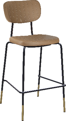 durafurn tiramisu barstool - black frame with brass tip / taupe vinyl 