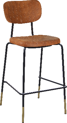 durafurn tiramisu barstool - black frame with brass tip / tan fabric 