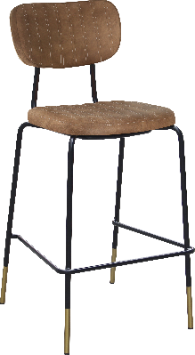 durafurn tiramisu barstool - black frame with brass tip / mocha fabric 