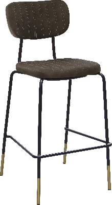 durafurn tiramisu barstool - black frame with brass tip / charcoal fabric 