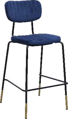 durafurn tiramisu barstool - black frame with brass tip / denim velvet 