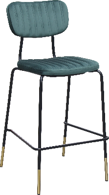 durafurn tiramisu barstool - black frame with brass tip / forest green velvet 
