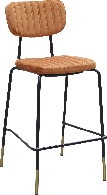 durafurn tiramisu barstool - black frame with brass tip/ burnt orange velvet 