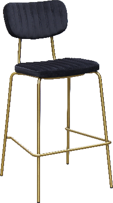 durafurn tiramisu barstool - brass frame / black velvet 