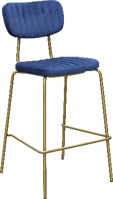 durafurn tiramisu barstool - brass frame / denim velvet 