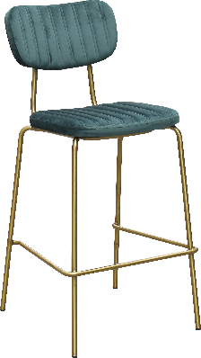 durafurn tiramisu barstool - brass frame / forest green velvet 
