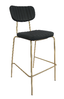 durafurn tiramisu barstool - brass frame / black vinyl 