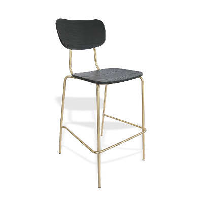 durafurn tiramisu barstool - brass frame / black ply 