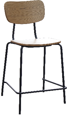 tiramisu 650mm barstool - black frame with oak ply seat & back rest 