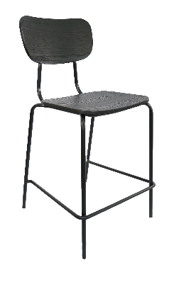 tiramisu 650mm barstool - black frame with black ply seat & back rest 