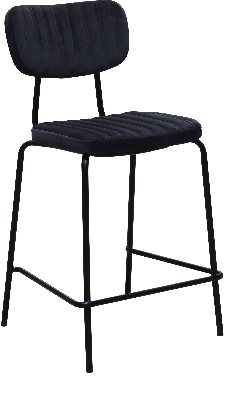 tiramisu 650mm barstool - black frame with black velvet seat & back rest 
