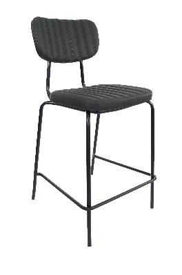 tiramisu 650mm barstool - black frame with black vinyl seat & back rest 