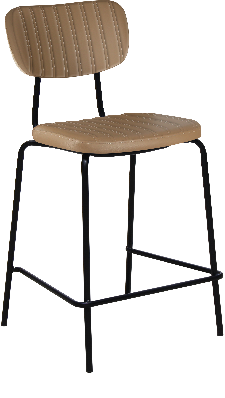 tiramisu 650mm barstool - black frame with taupe vinyl seat & back rest 