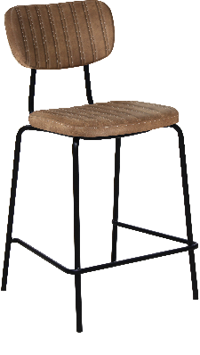 tiramisu 650mm barstool - black frame with mocha fabric seat & back rest 