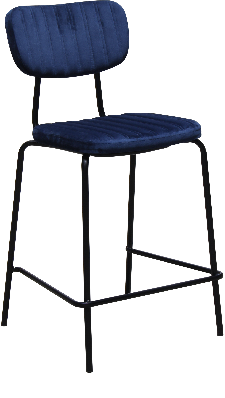 tiramisu 650mm barstool - black frame with denim velvet seat & back rest 