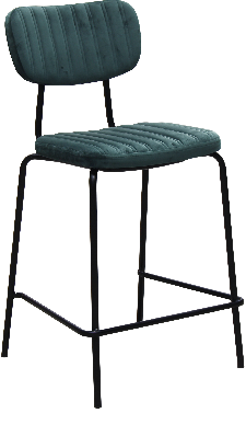 tiramisu 650mm barstool - black frame with forest green velvet seat & back rest 