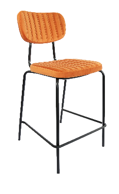 tiramisu 650mm barstool - black frame with burnt orange velvet seat & back rest 
