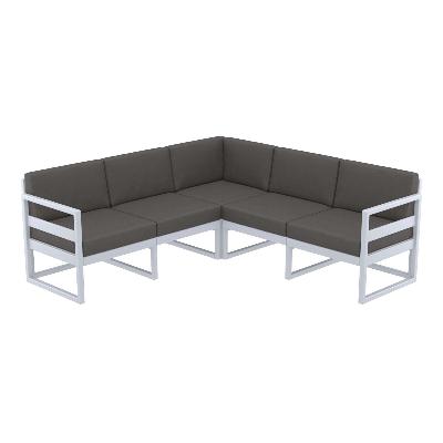 mykonos lounge corner - silver grey with dark grey cushions 