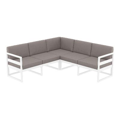 mykonos lounge corner - white with brown cushions 