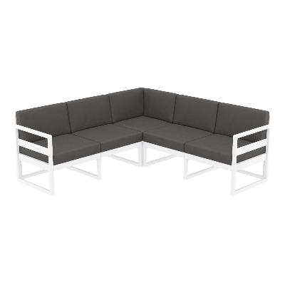 mykonos lounge corner - white with dark grey cushions 