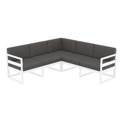 mykonos lounge corner - white with dark grey cushions 