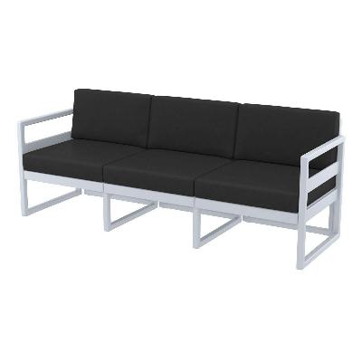 mykonos lounge sofa xl - silver grey with black cushions 