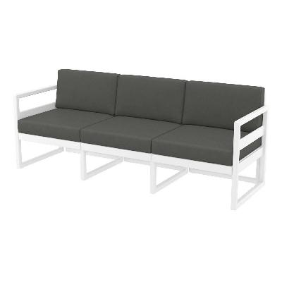 mykonos lounge sofa xl - white with dark grey cushions 