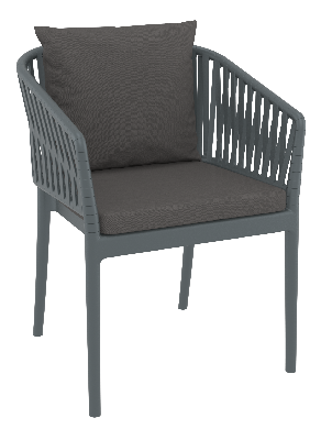 siesta portofino armchair - dark grey with dark grey cushions 