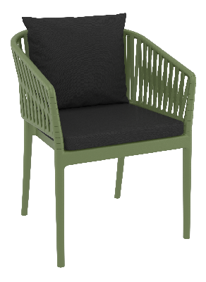 siesta portofino armchair - olive green with black cushions 
