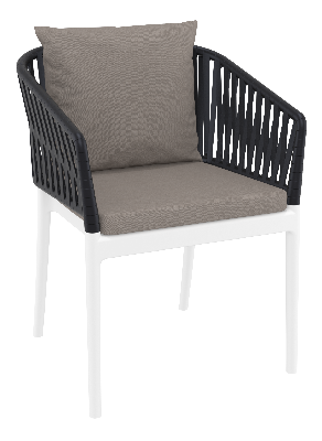 siesta portofino armchair - white/black with light brown cushions 